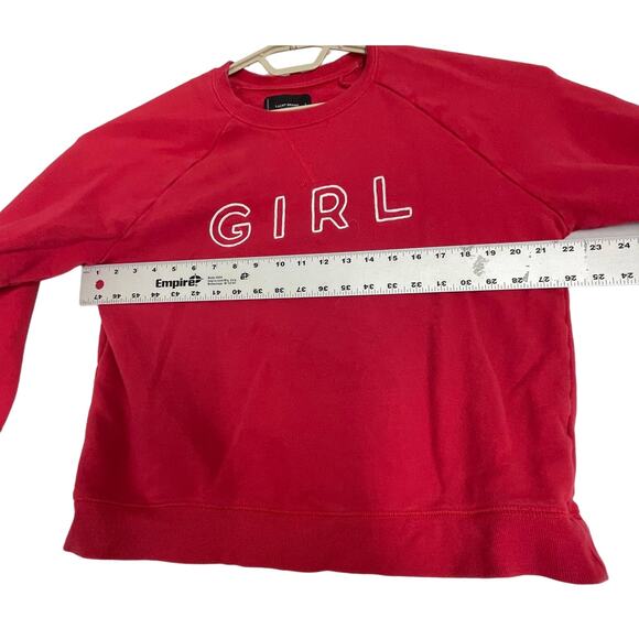 Lucky Brand Women Sweatshirt Large L Red Chain Stitch Girl Pullover Casual - Picture 5 of 6